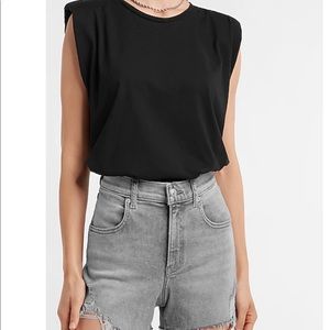 Express, black, bodysuit, shoulder padded